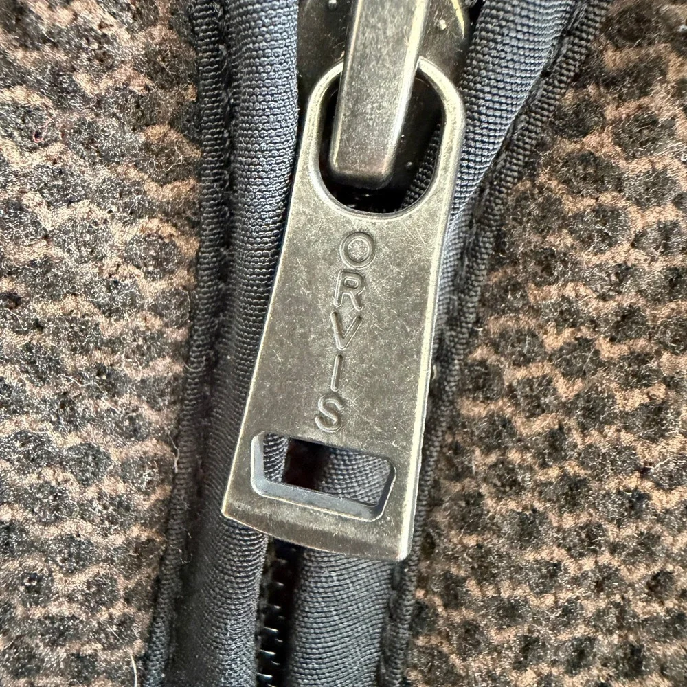 Orvis Men's XL Brown Honeycomb Textured Sherpa Lined Quarter Zip Fleece Pullover